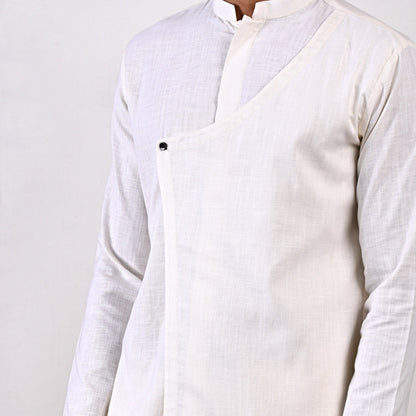 Conall - Off White Asymmetrical Short Kurta Set-3