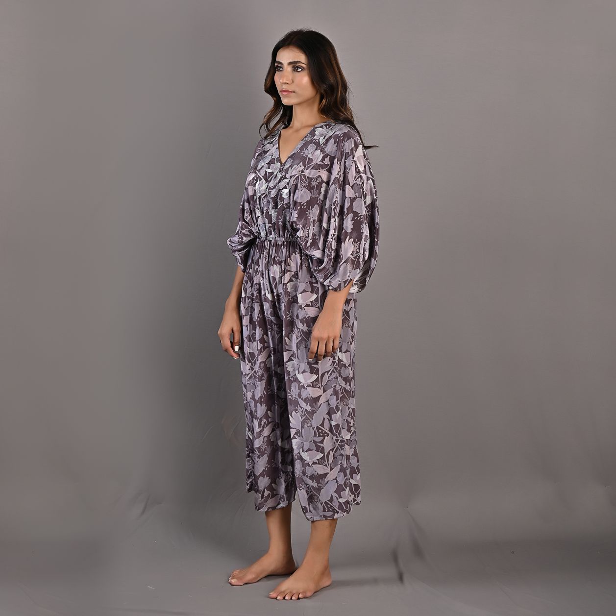 Winika- Mauve Floral Printed Jumpsuit with Embroidered Neckline-3