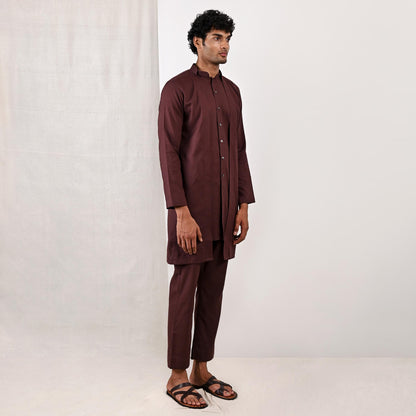 Reuben - Dark Mahogany Short Kurta Set-2