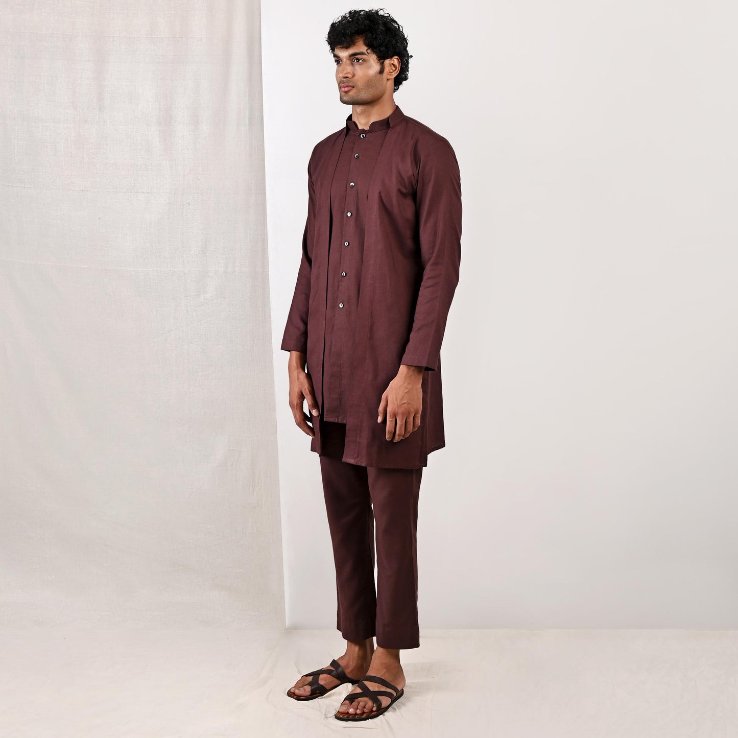 Reuben - Dark Mahogany Short Kurta Set-3