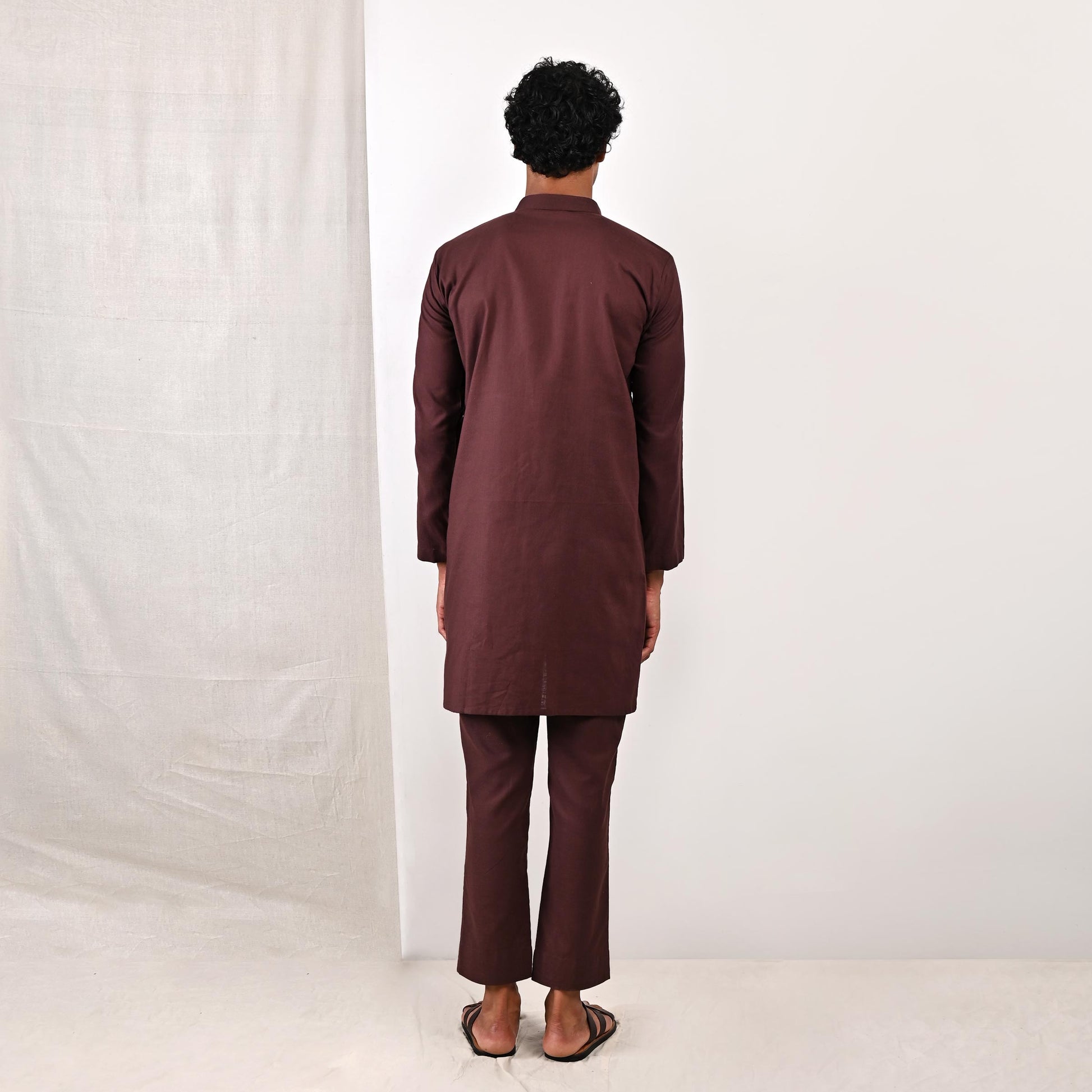 Reuben - Dark Mahogany Short Kurta Set-4