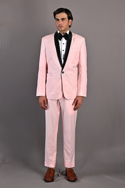 Dempsey - Light Pink Abstract Embroidered Tuxedo Set-3