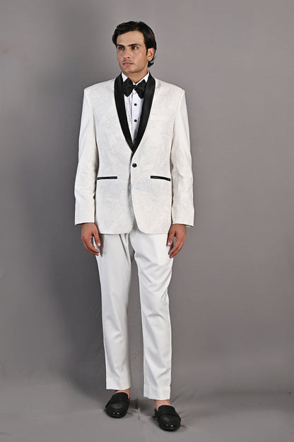 Hadrian - Off White Abstract Embroidered Tuxedo Set-1