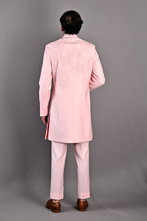 Laurent - Light Pink Abstract Embroidered Achkan Set-4