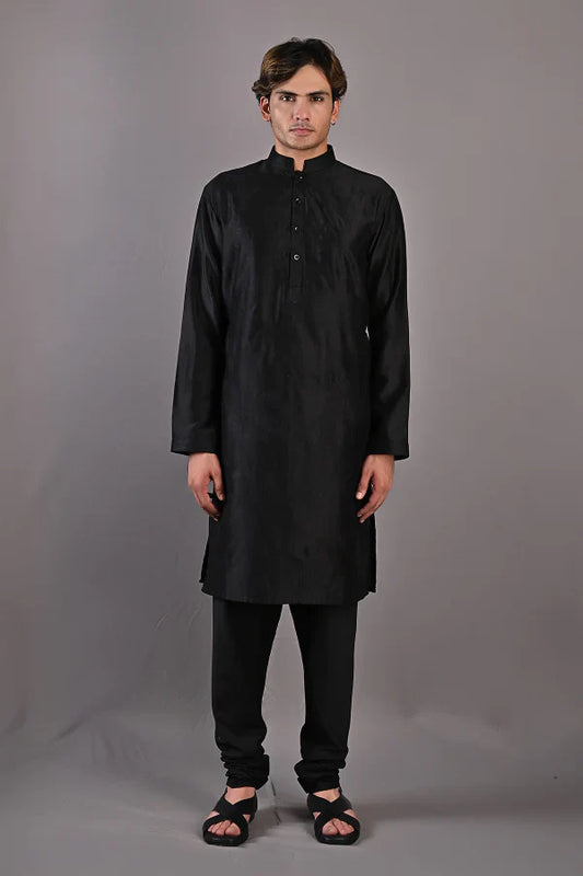 LUPINE - Black Embroidered Kurta Set-0