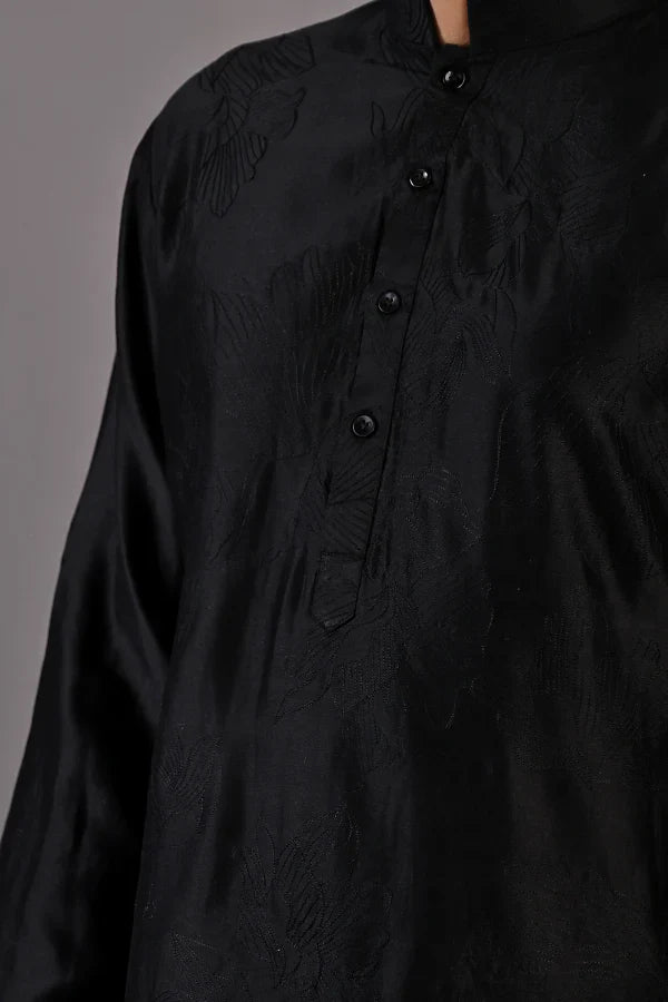 LUPINE - Black Embroidered Kurta Set-1