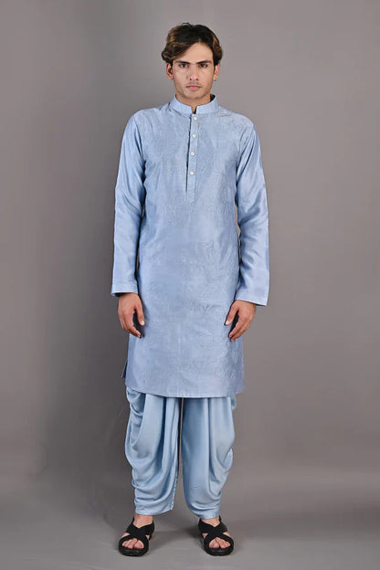 Mazus - Light Blue Embroidered Kurta Set-0