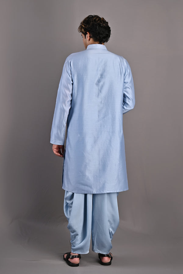 Mazus - Light Blue Abstract Embroidered Kurta Set-3