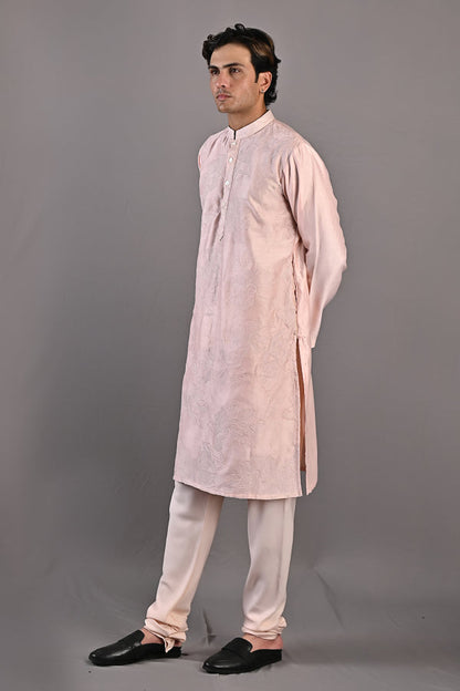 Myles - Peach Abstract Embroidered Kurta Set-2