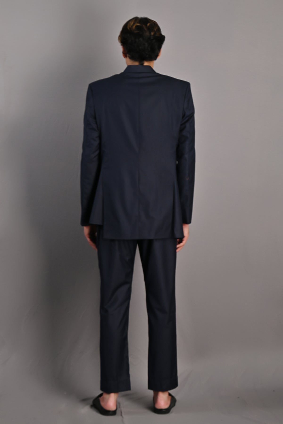 WAYLON - NAVY BLUE ASYMMETRIC BANDHGALA JACKET SET-3