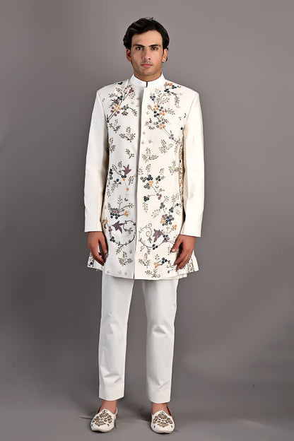 OAKLEY - OFF WHITE HAND EMBROIDERY SHERWANI JACKET SET-1