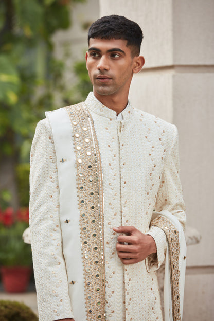 Rudra Sherwani Jacket Set with Stole-2