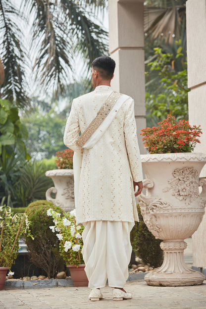 Rudra Sherwani Jacket Set with Stole-3