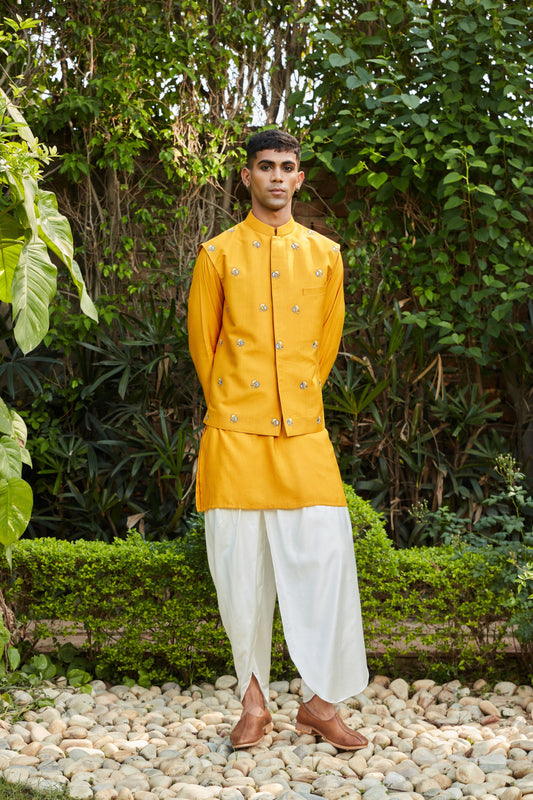 Numair Nehru Jacket with Kurta and Pants Set-0