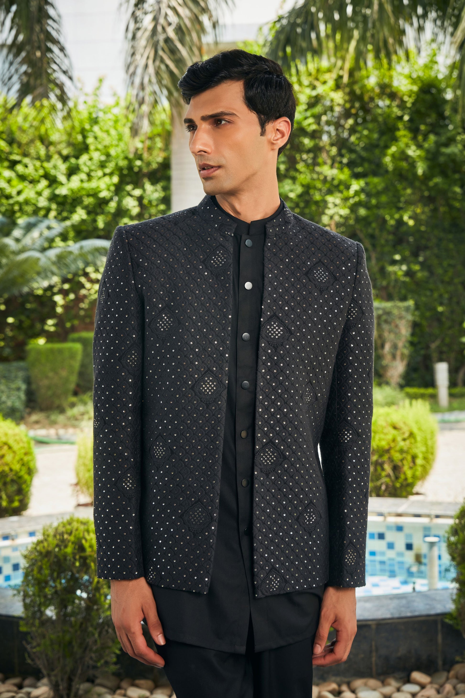 Adhrit Open Jacket with Kurta Set-3