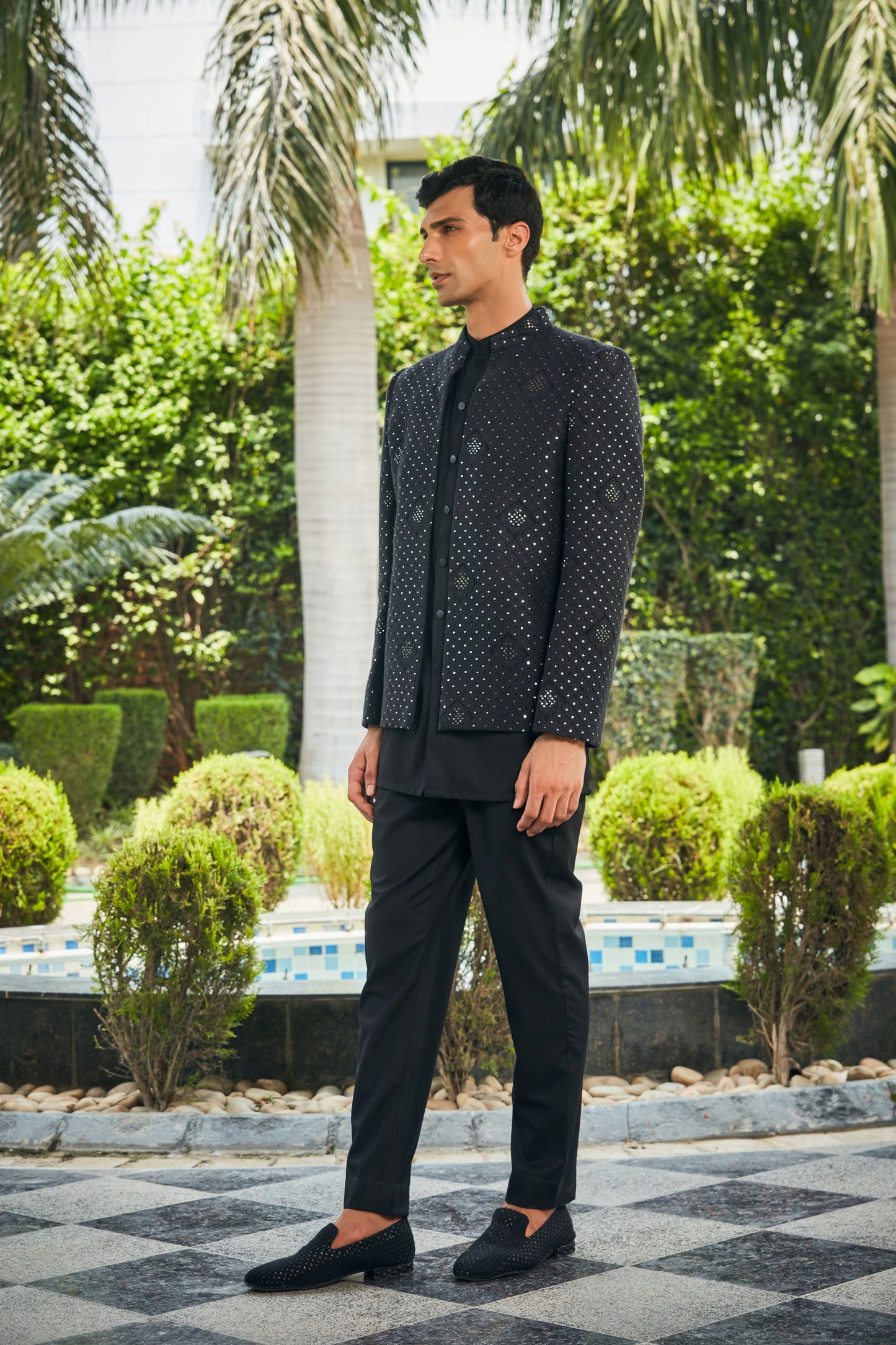 Adhrit Open Jacket with Kurta Set-4