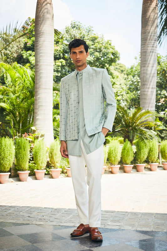 Satyen Open Jacket with Kurta Set-0