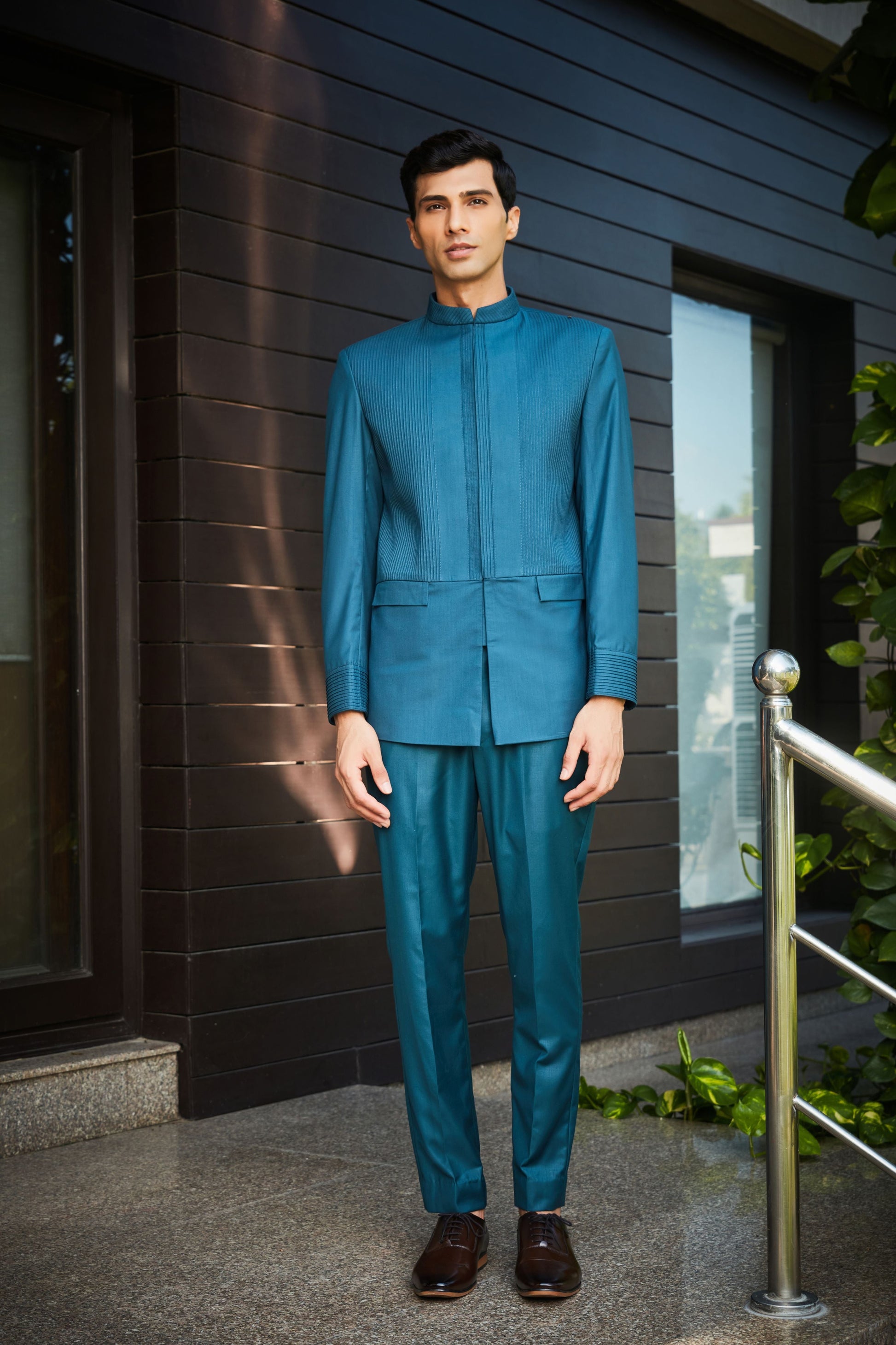 Greig-Teal Green Bandhgala set-3