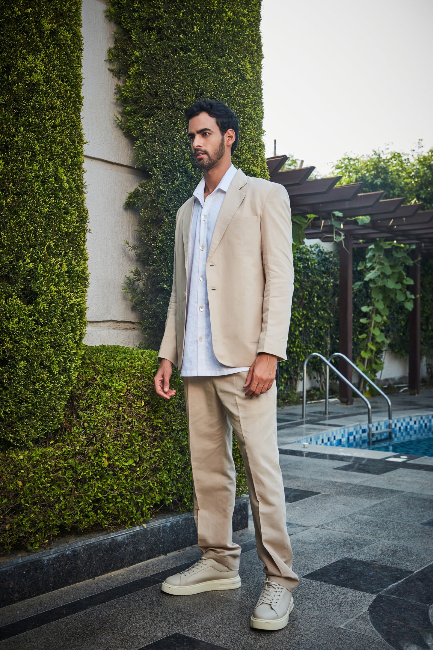 Glen- Beige Linen Jacket Set-2