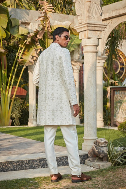 Ryan- Off White Chikankari Sherwani Set-4