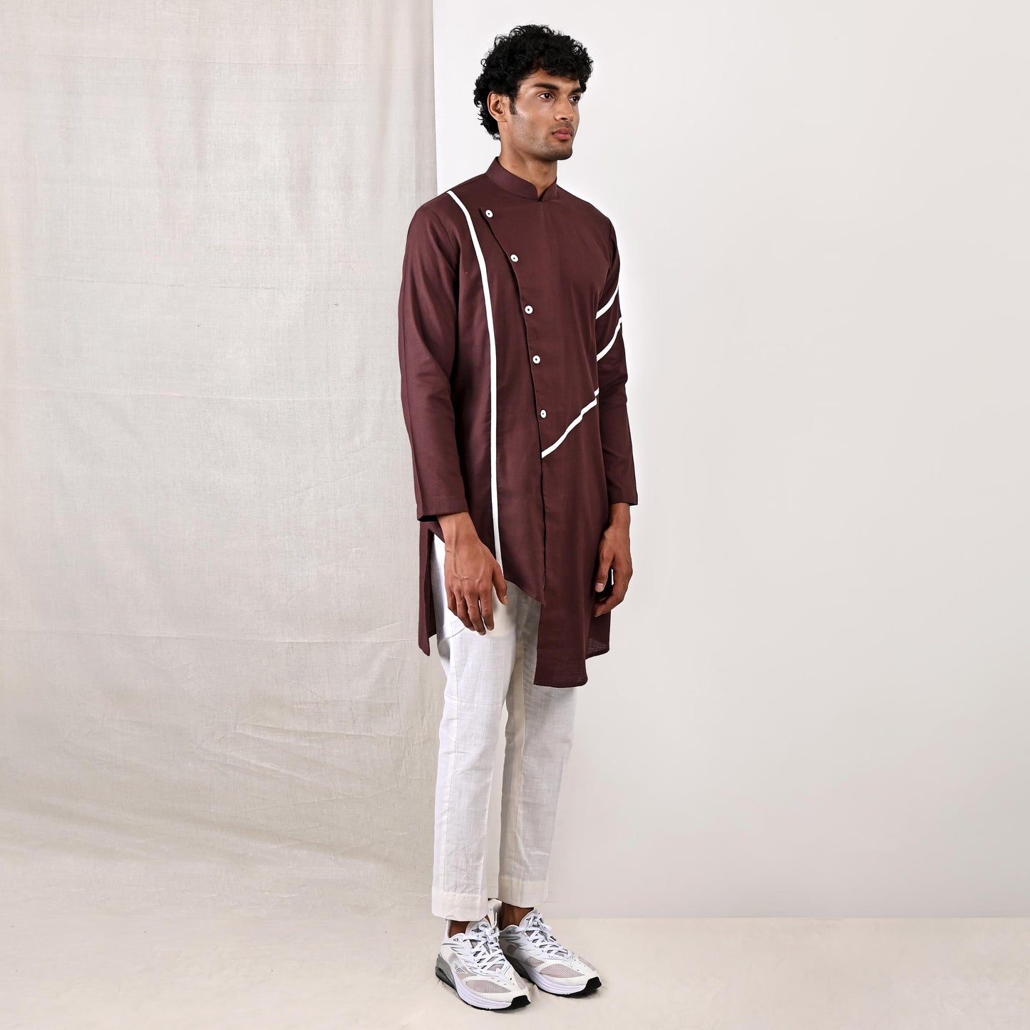 Wesley - Dark Mahogany Asymmetrical Kurta Set-1