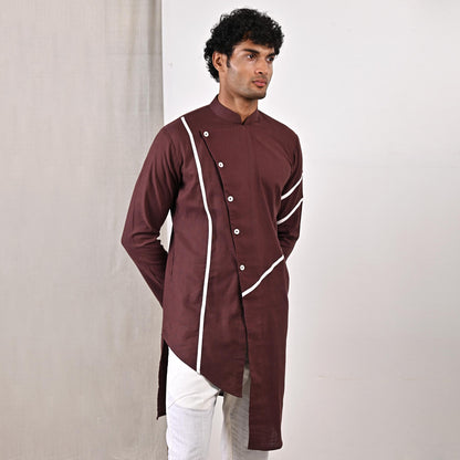 Wesley - Dark Mahogany Asymmetrical Kurta Set-2