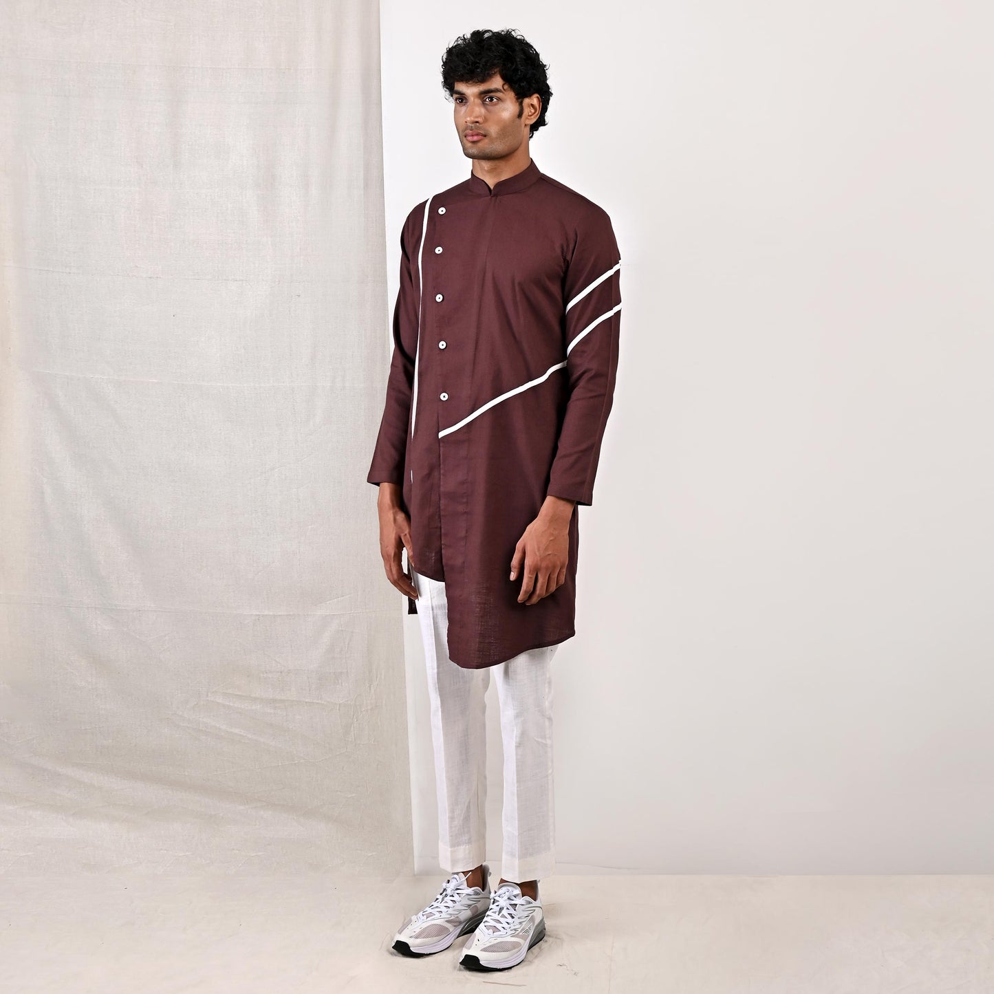 Wesley - Dark Mahogany Asymmetrical Kurta Set-3