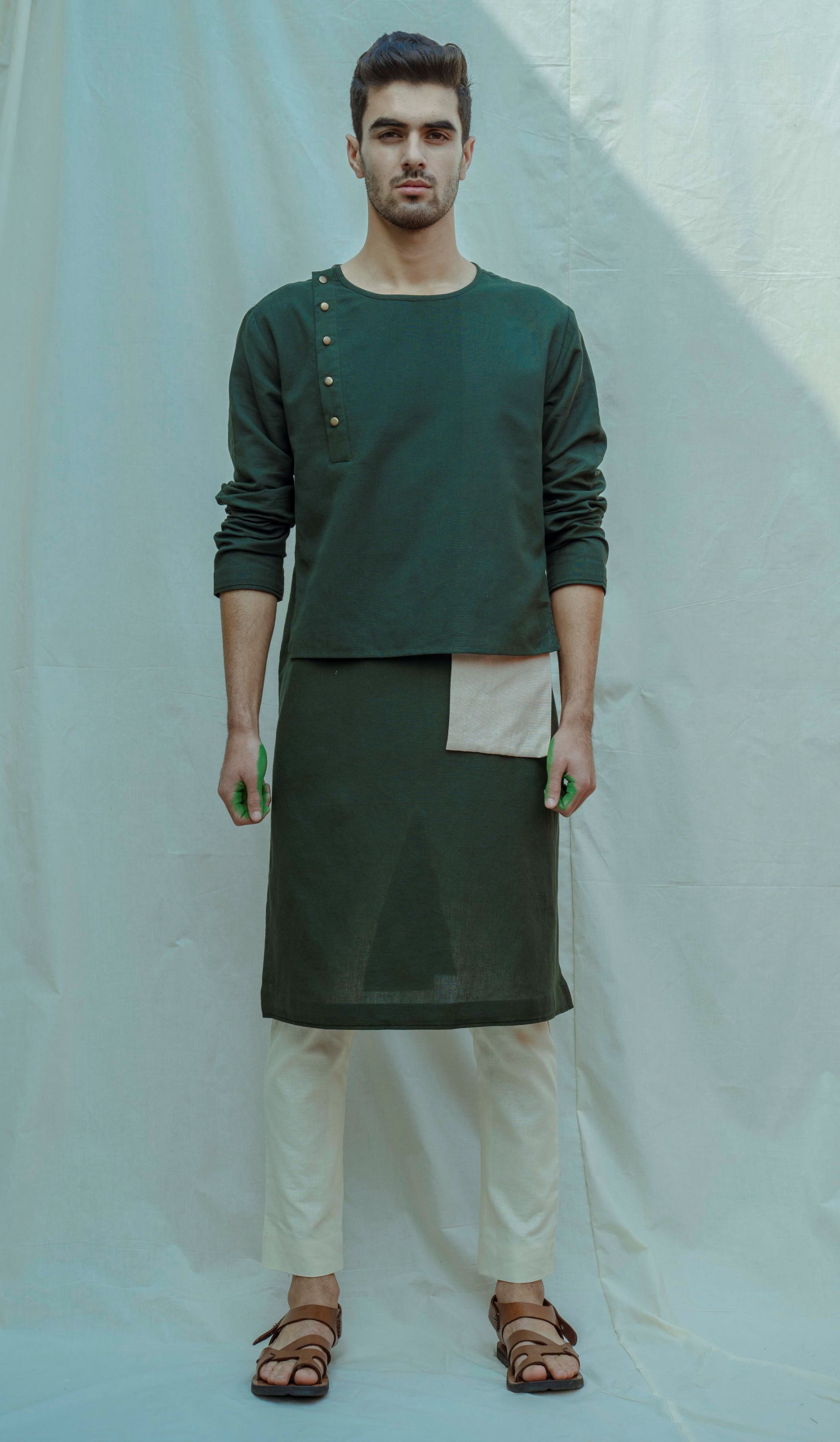 Cotton X Linen Surprise Panel Kurta-0