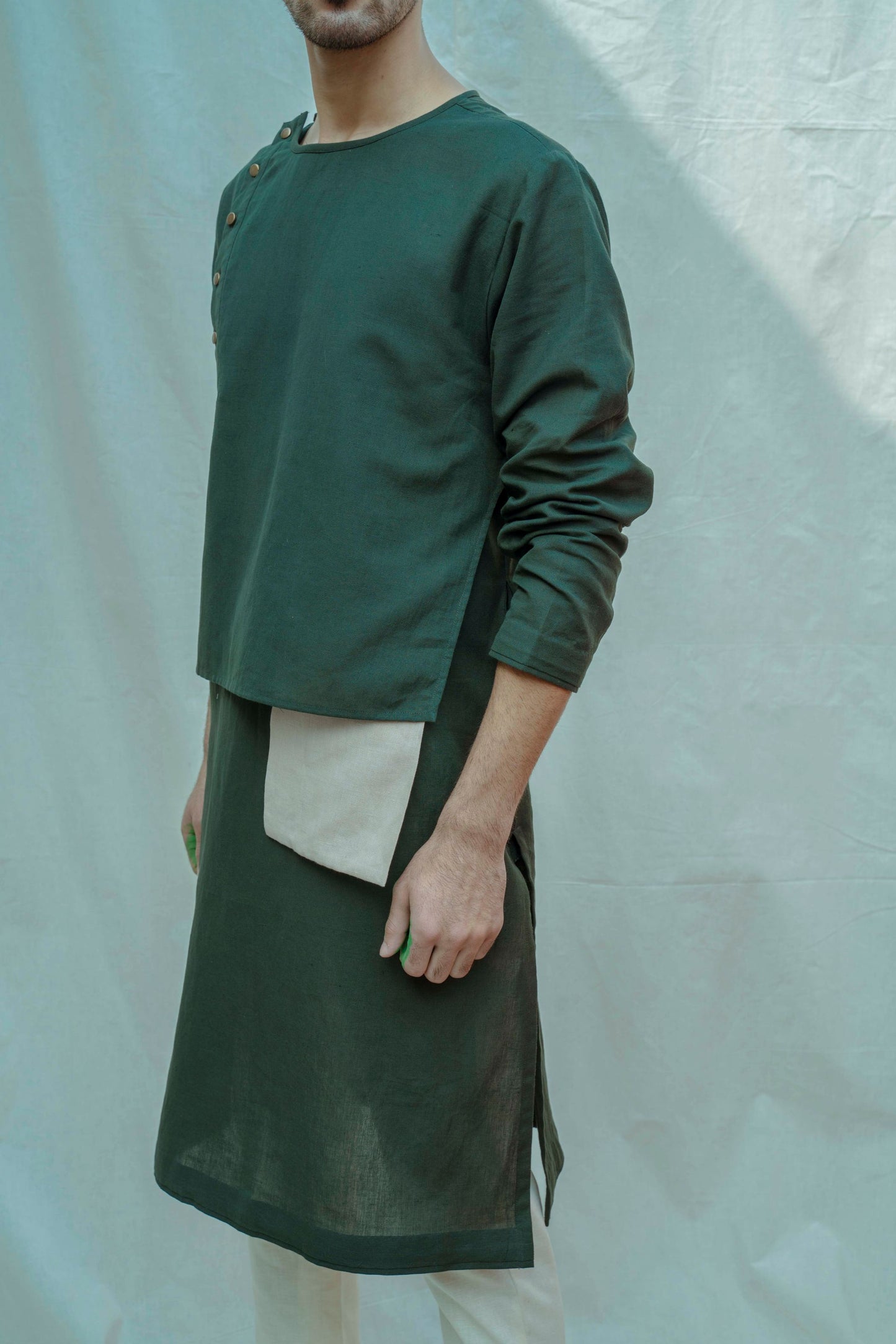 Cotton X Linen Surprise Panel Kurta-3