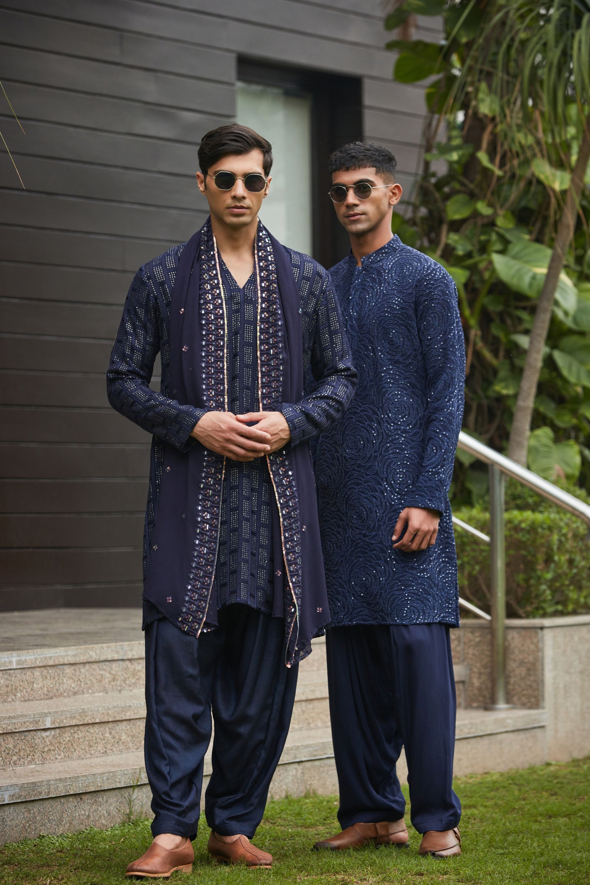 Avasa & Khara- Navy Blue Chikankari Kurta Sets-1