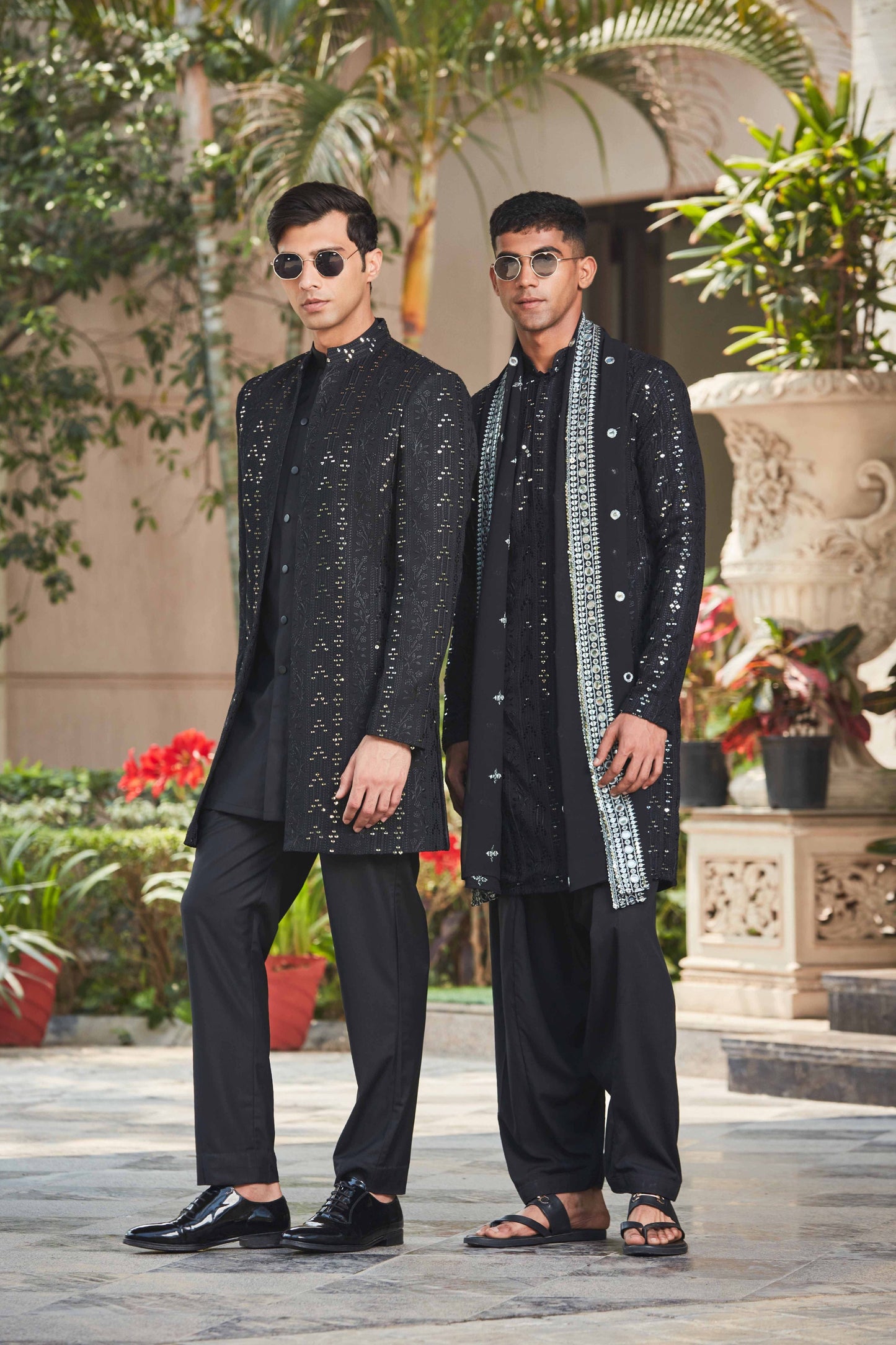 Niruha & Bhima- Black Chikankari Sets-0