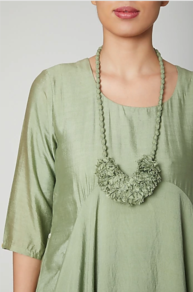 Nadia - Light Green Cowl Dress With Neck Piece-2