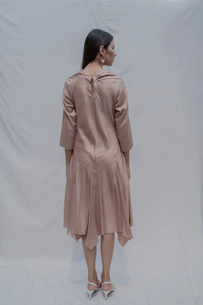 DREAM COWL DRESS IN ROSE GOLD-2