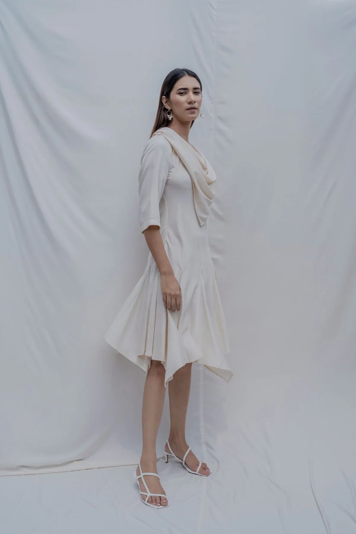 DREAM COWL DRESS IN OFF-WHITE-1