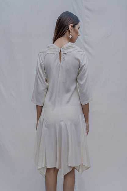 Dream- Off White Draped Cowl dress-3