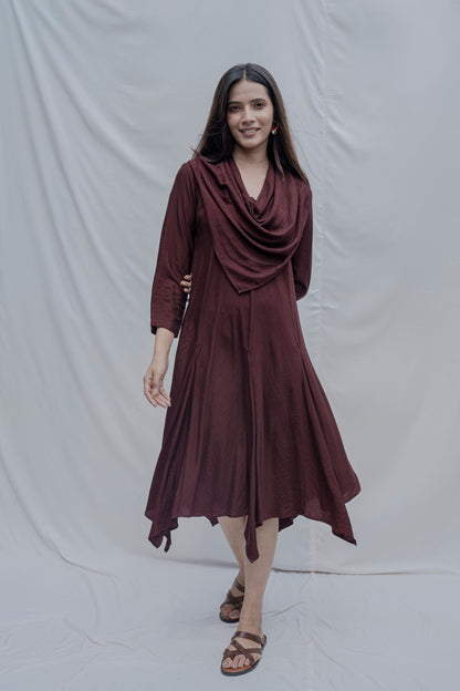 Dream- Wine Draped Cowl dress-0