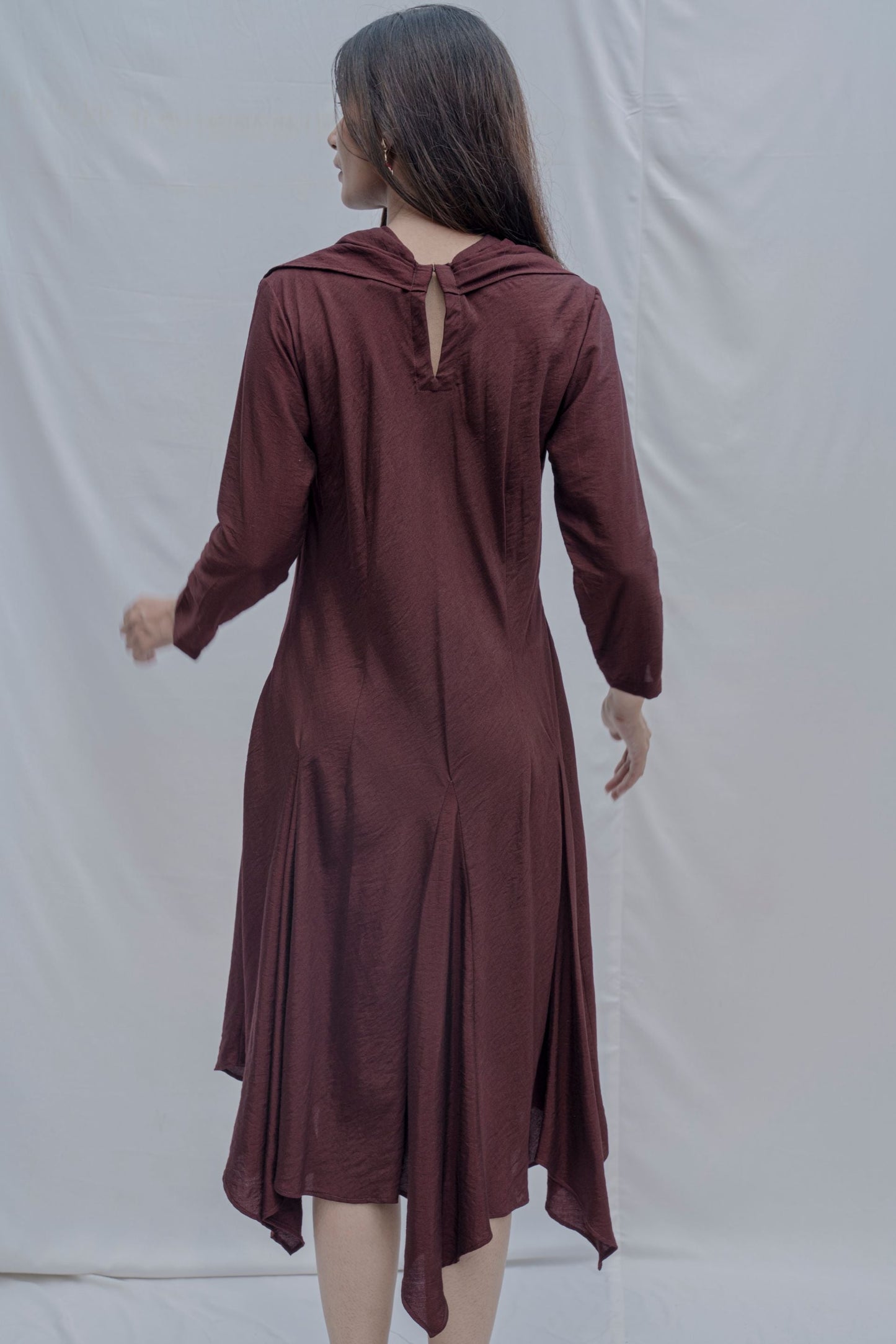 Dream- Wine Draped Cowl dress-2