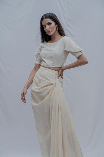 Iren - Off-White Elegant Top and Skirt Set-2