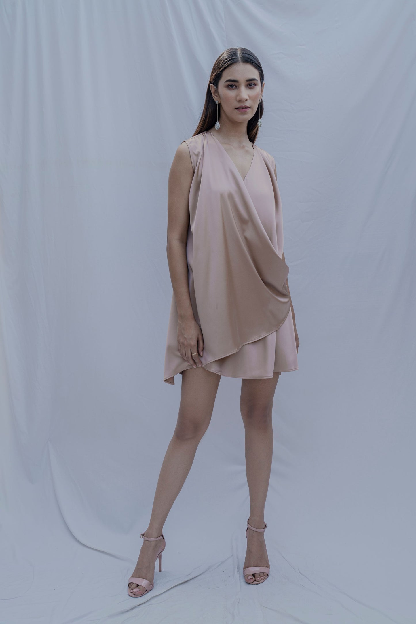 Satin Silk- Rose Gold Tidisha Dress-0