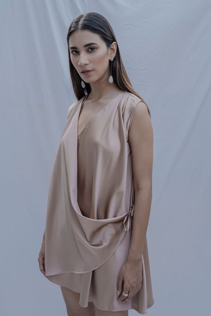 Satin Silk- Rose Gold Tidisha Dress-1