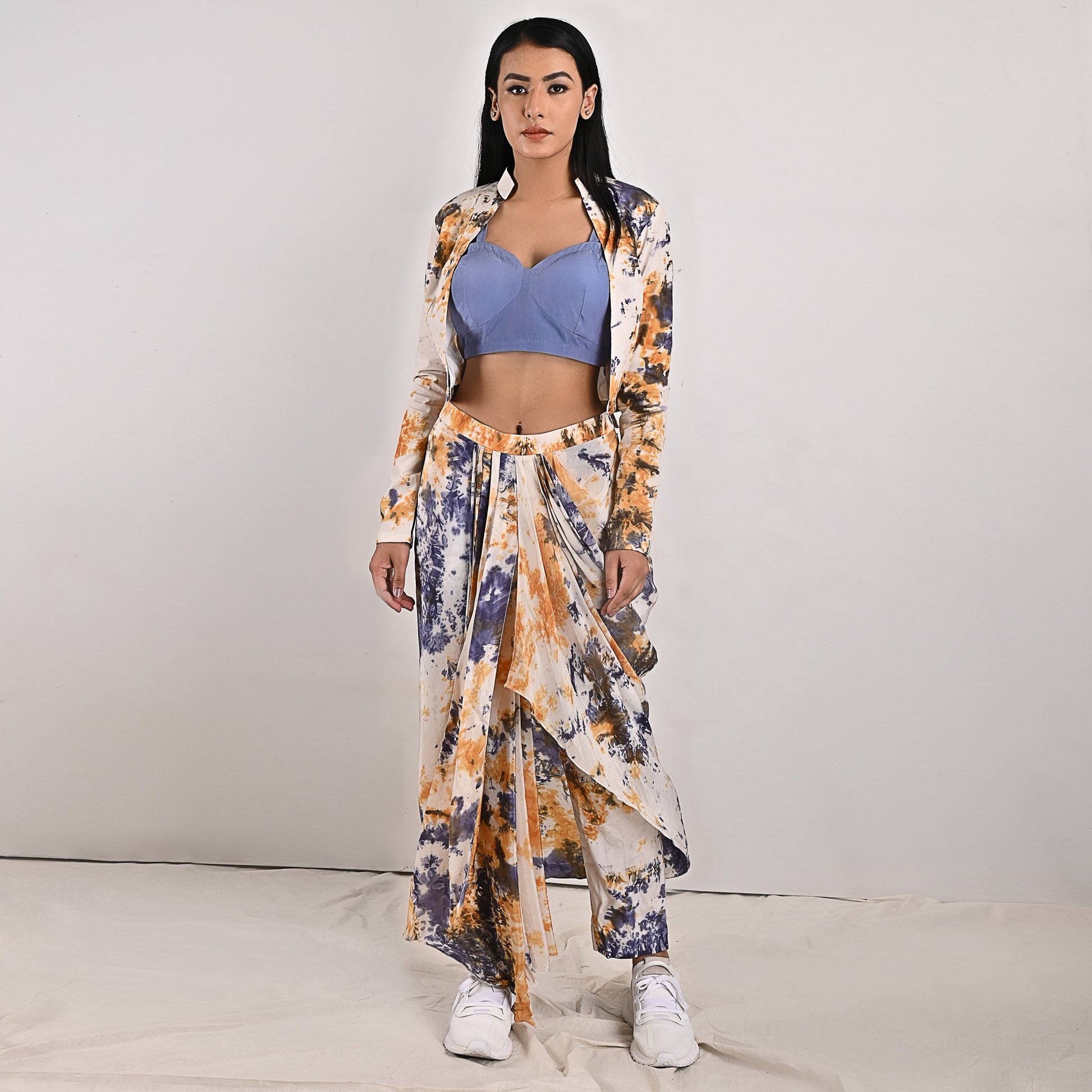 Jemina -Tie & Dye Concept saree With Jacket-1