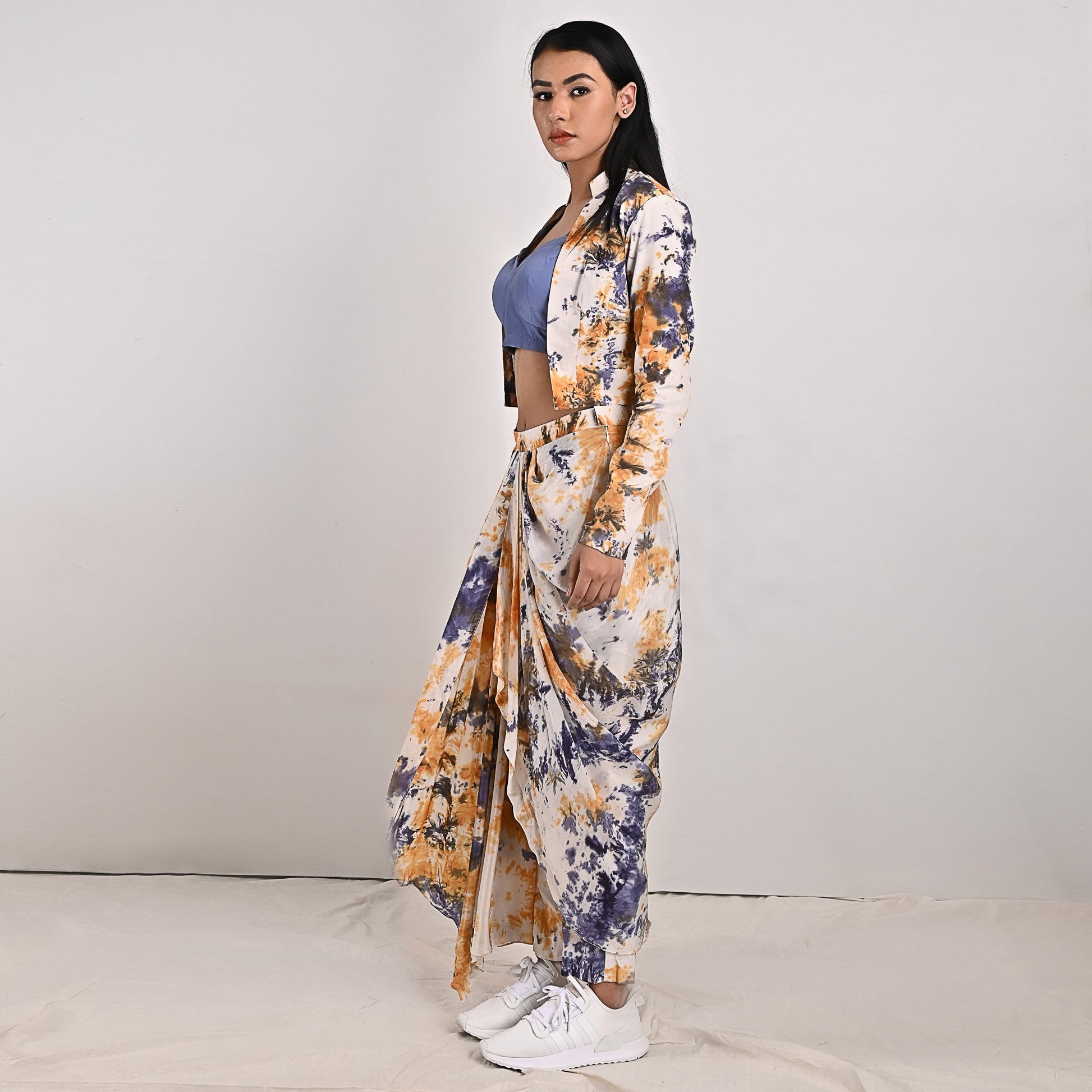 Jemina -Tie & Dye Concept saree With Jacket-2