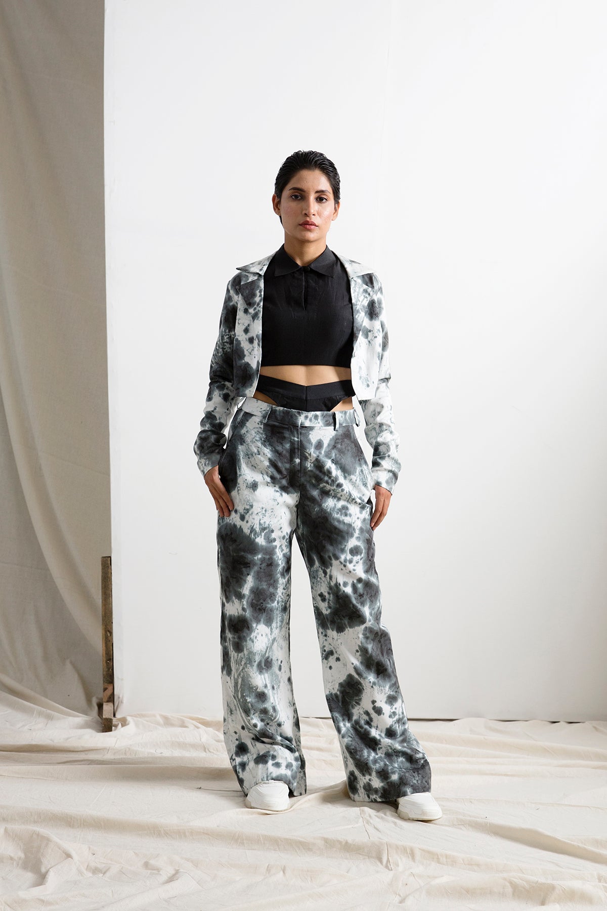 Rosa - Tie & Dye Co-ord Crop Jacket  & pant Set-0