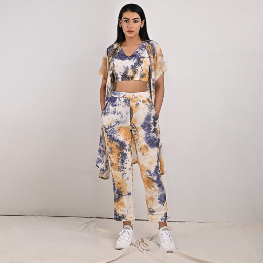 Penelope - Tie & Dye Co-ord Crop Top & Straight Pant-0