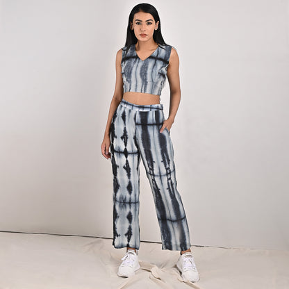 Sienna - Tie & Dye Co-Ord Crop Top & Straight Pant Set-4