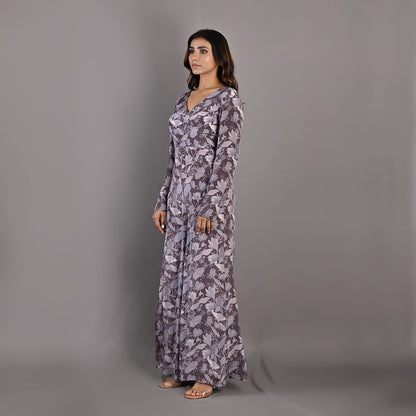 Begonia- Mauve Floral Printed Jumpsuit with Back Tie Up-4