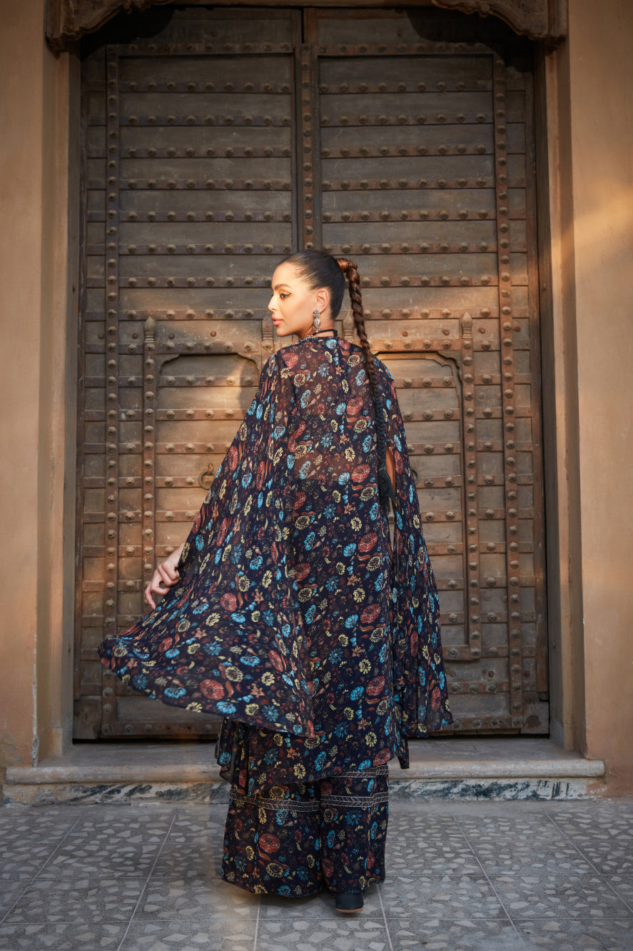 Aaliyah- Printed Cape Set-4