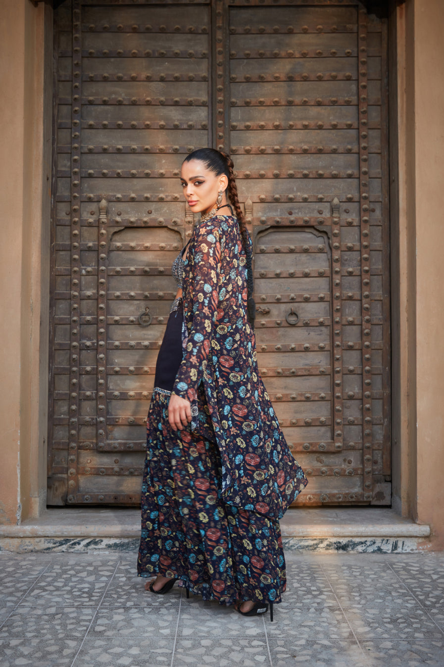 Audre- Printed Cape and sharara set-4