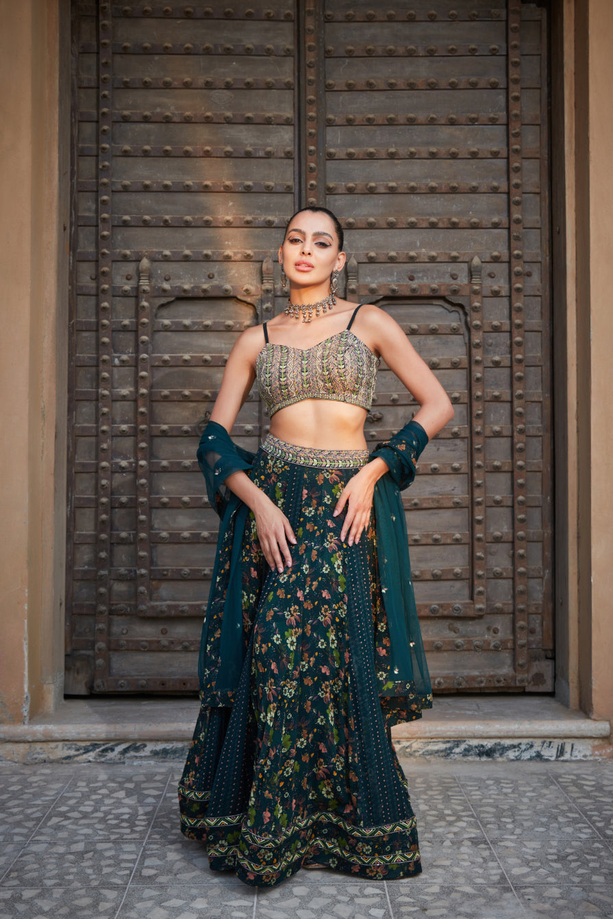 Shani- Green Printed Lehenga Set-1