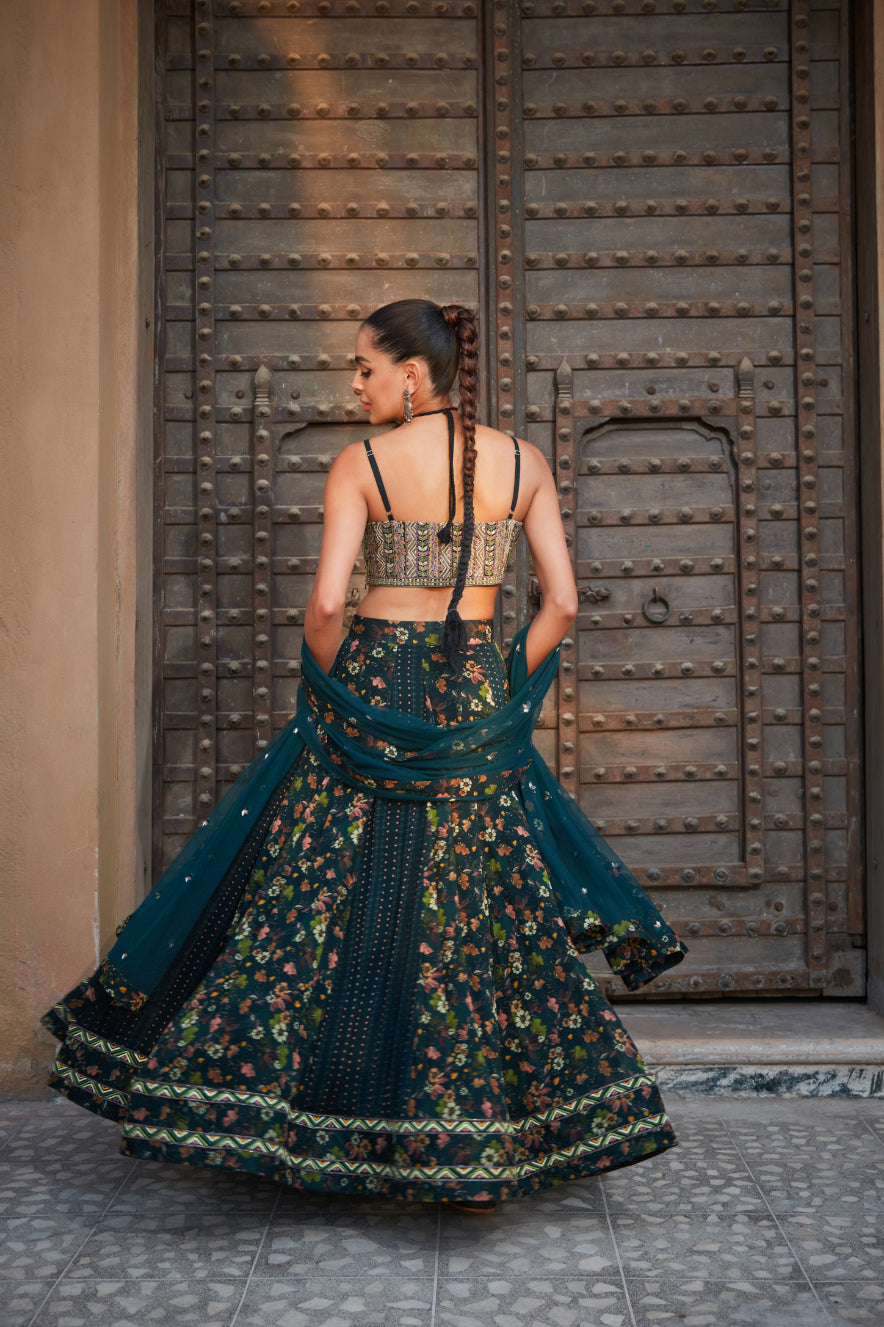 Shani- Green Printed Lehenga Set-4